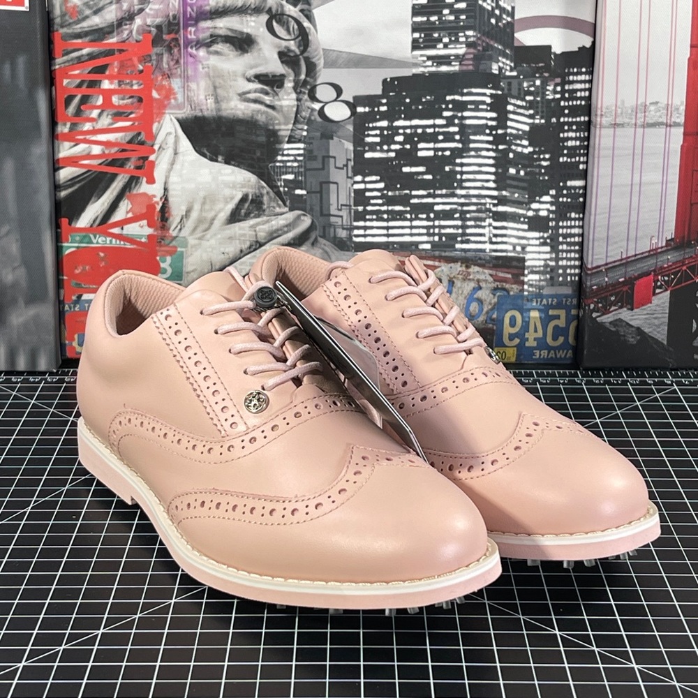 G/FORE G4 Womens 8.5 Brogue Gallivanter Golf Shoes Blush Pink Longwing NEW - Picture 2 of 13